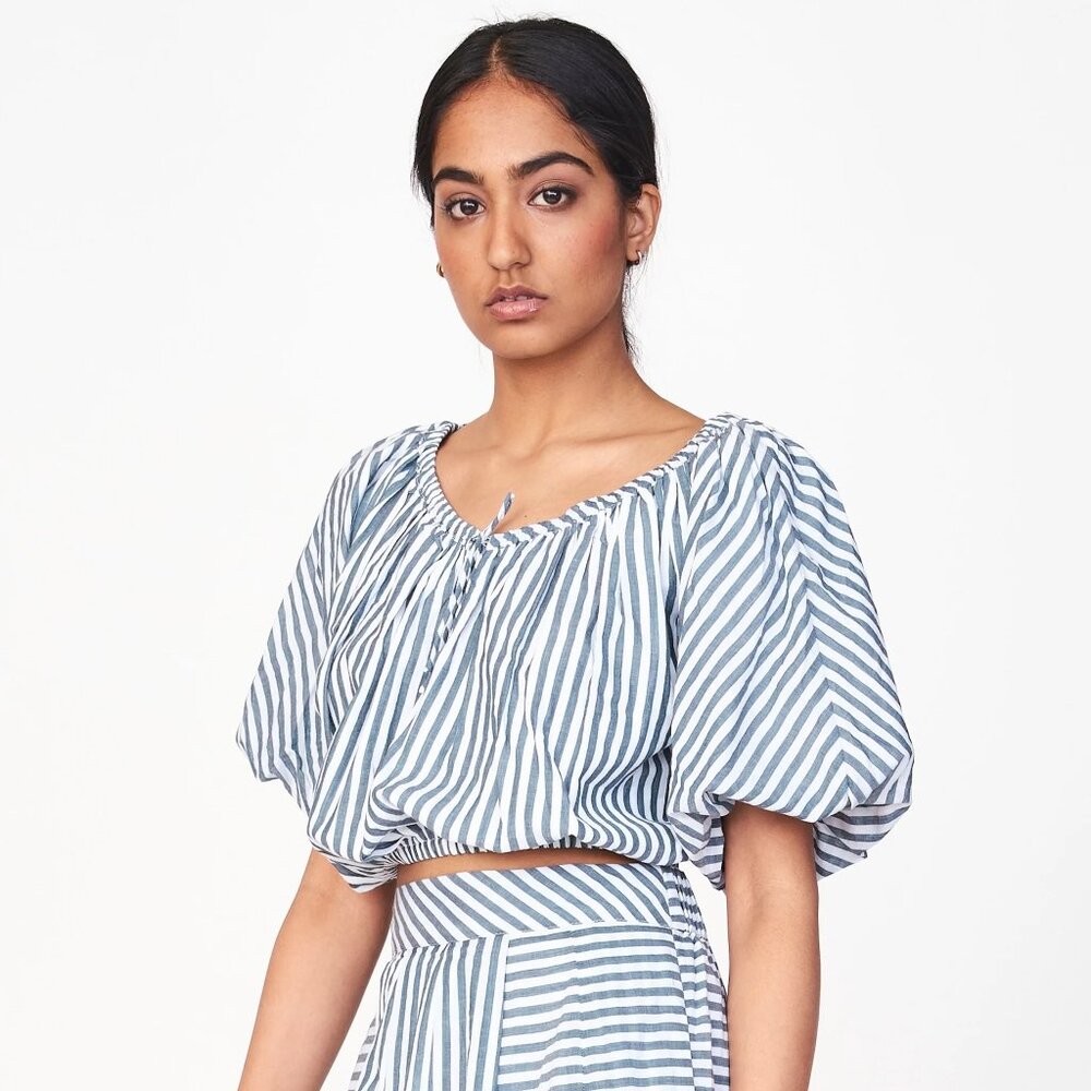 Striped Blue and White Women's Top